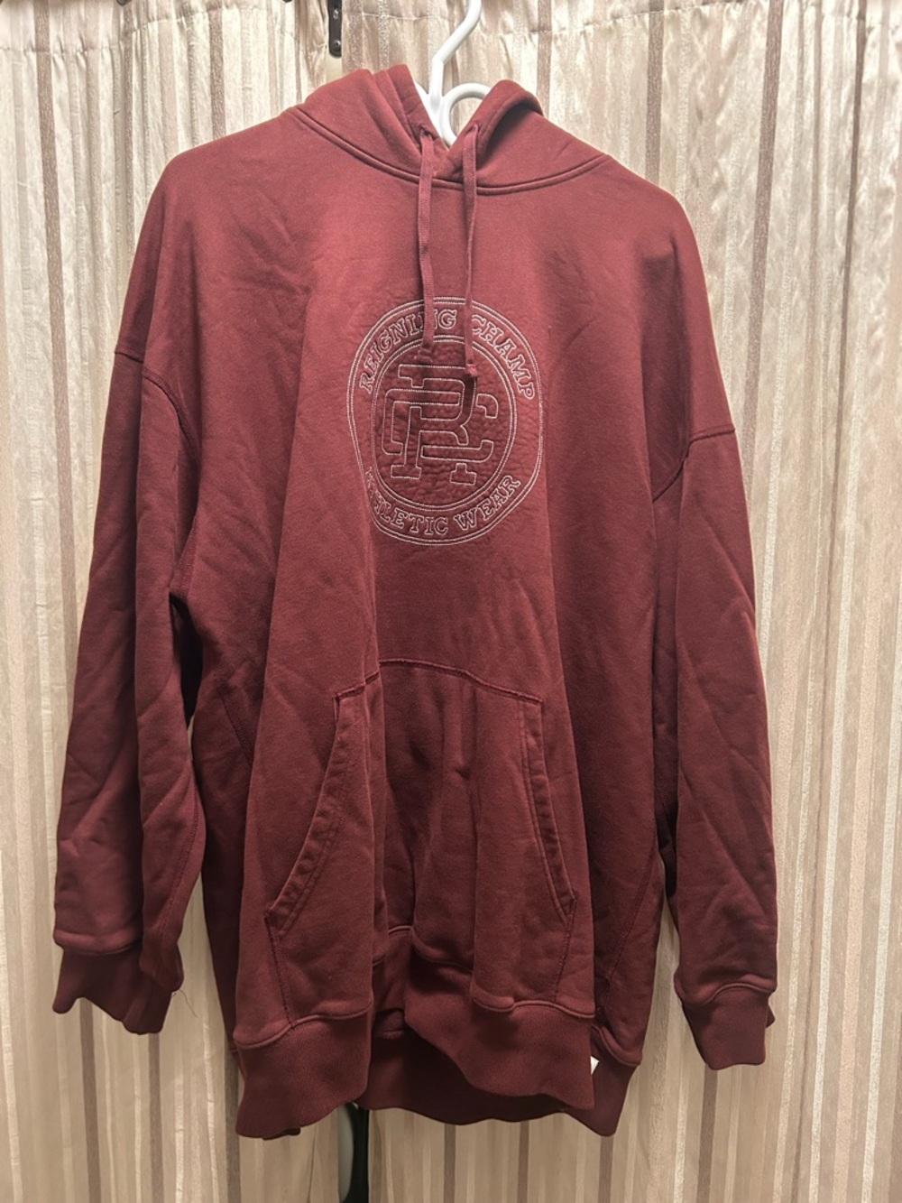 Reigning Champ Men's Maroon Hooded Sweatshirt Hoodie, Size XXL